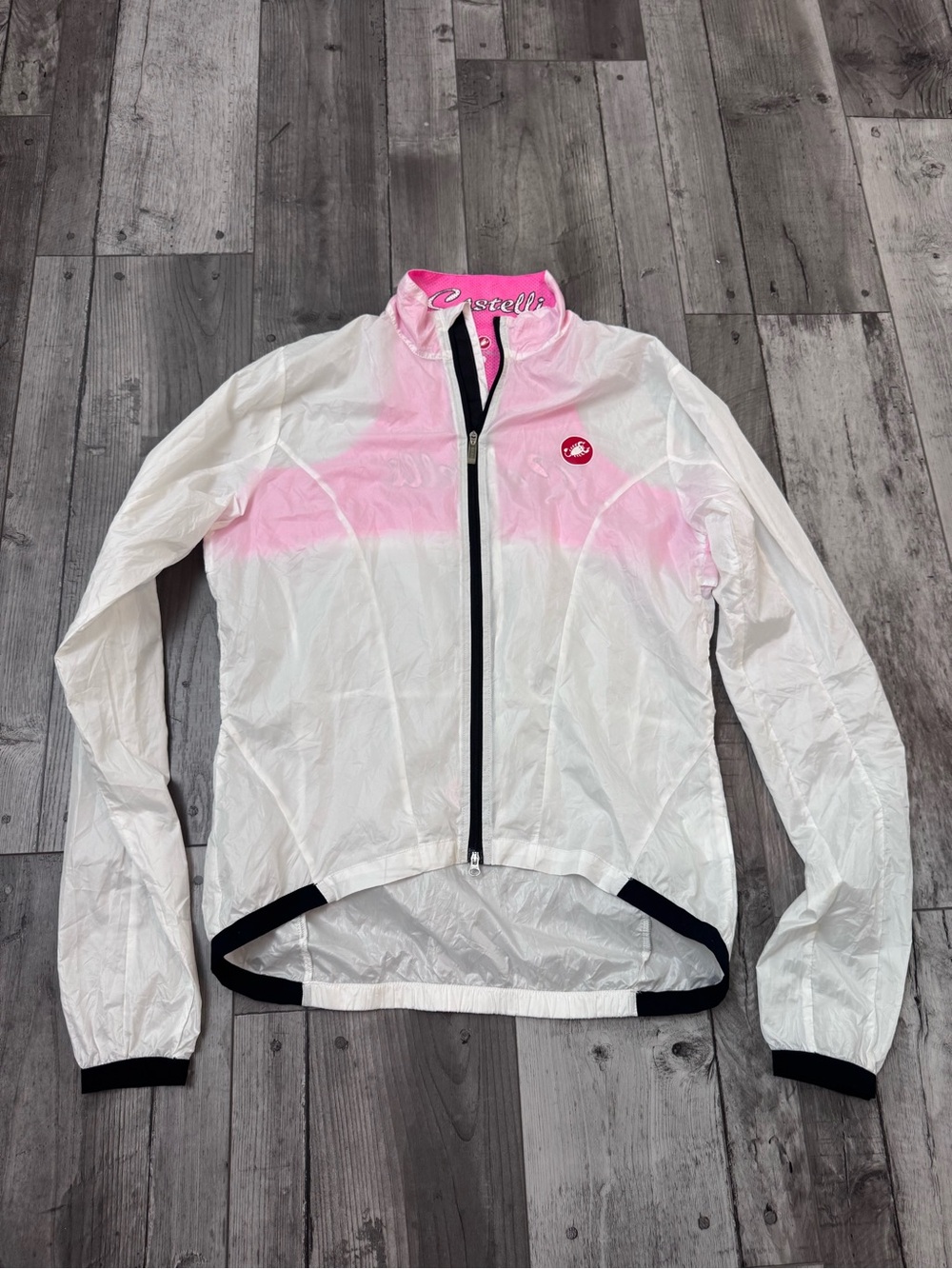 Castelli Leggera Windproof Light Cycling Jacket Womens Pink White Windstopper